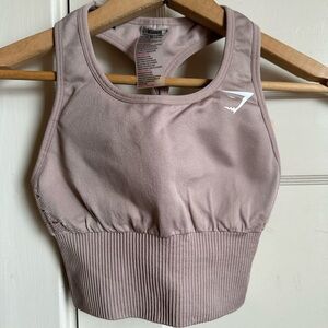 GYMSHARK ‘Energy Seamless’ Crop Top in Taupe - XS